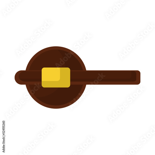 Door handle and doorknob latch with window. Brass round knob and room lock isolated office icon vector illustration. Vintage gold house security furniture and entrance keyhole cartoon