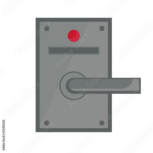 Door handle and doorknob latch with window. Brass round knob and room lock isolated office icon vector illustration. Vintage gold house security furniture and entrance keyhole cartoon