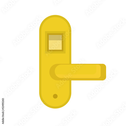 Door handle and doorknob latch with window. Brass round knob and room lock isolated office icon vector illustration. Vintage gold house security furniture and entrance keyhole cartoon