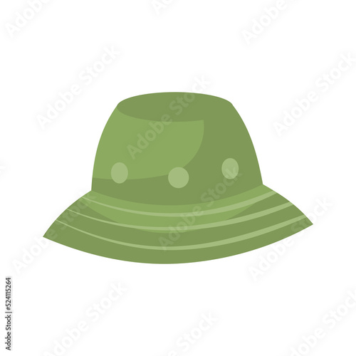 Summer cap or cartoon hat and sunhat icon. Beach accessory girl and elegant clothes isolated vector illustration. Headdress element and headgear with ribbon for sea. Flat head clothing