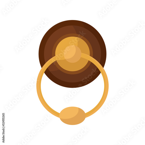 Door handle and doorknob latch with window. Brass round knob and room lock isolated office icon vector illustration. Vintage gold house security furniture and entrance keyhole cartoon