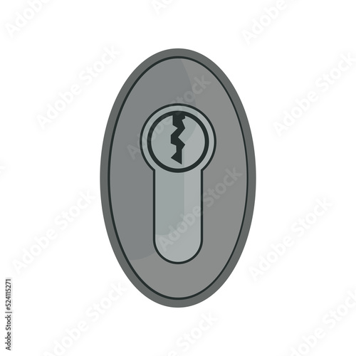 Door handle and doorknob latch with window. Brass round knob and room lock isolated office icon vector illustration. Vintage gold house security furniture and entrance keyhole cartoon