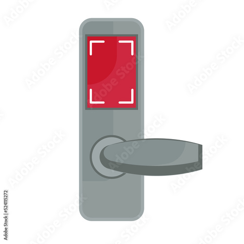 Door handle and doorknob latch with window. Brass round knob and room lock isolated office icon vector illustration. Vintage gold house security furniture and entrance keyhole cartoon