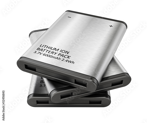 Canvastavla Generic lithium Ion battery stack isolated on white background