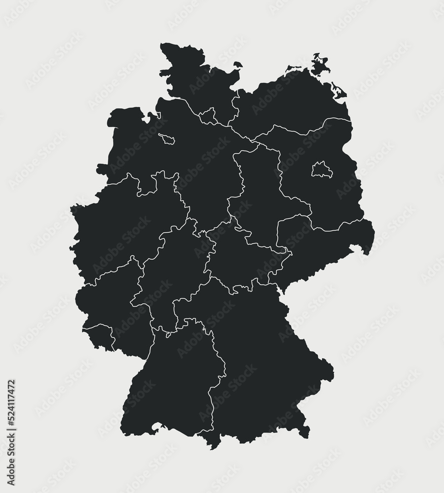 Obraz premium Germany map with regions isolated on white background. Outline Map of Germany. Vector illustration