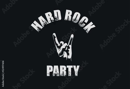 vector brutal illustration with an invitation to a hard rock party for advertising banners or postcards  photo