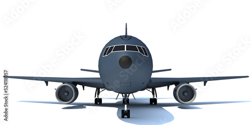 Aerial refueling aircraft 3D rendering of military airplane on white background