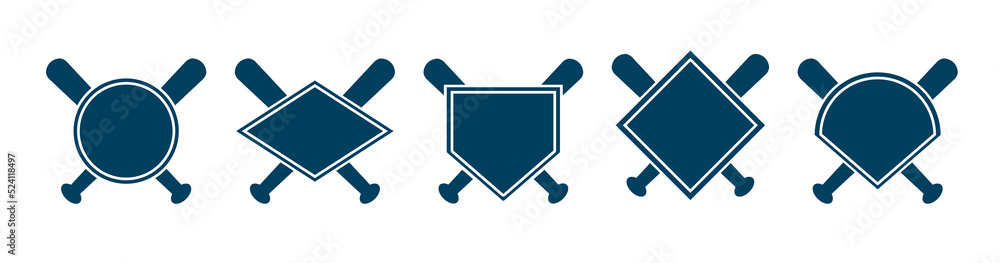 Fototapeta premium Baseball Home Plate Icon. Vector Template Design. Silhouette. Playing. Home base. Sport.