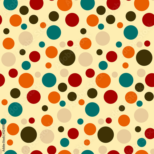 Vector seamless background with multicolored circles on a light background