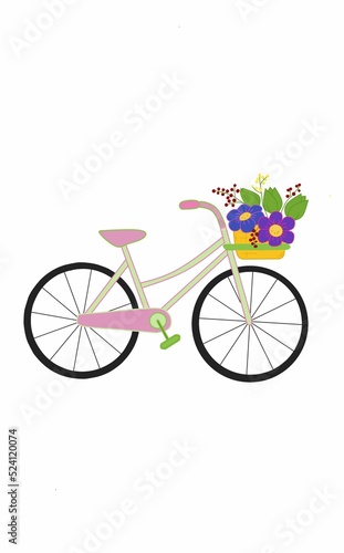 bicycle with flowers green and pink  © Irma