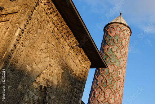 Yakutiye Madrasa in Erzurum, Turkey. The madrasa was built in 1310 by order of a local governor of the Ilkhanids, Hoca Yakut. It is a tourist magnet in modern Erzurum. photo