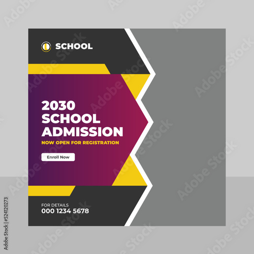 School admission social media banner template