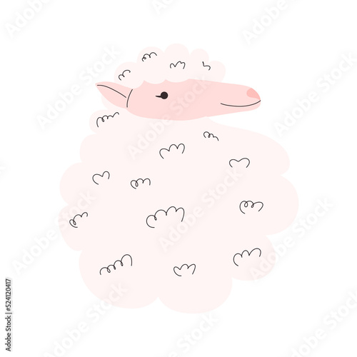 Portrait of a lamb in a flat style. Vector illustration