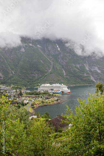 Eidfjord town Panorama view from harbor Vestland in Norway (Norwegen, Norge or Noreg) © pixs:sell