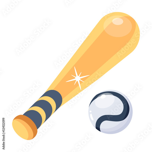 Trendy flat icon denoting baseball 