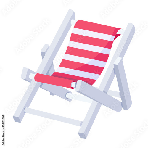 Easy to use flat icon of deckchair 