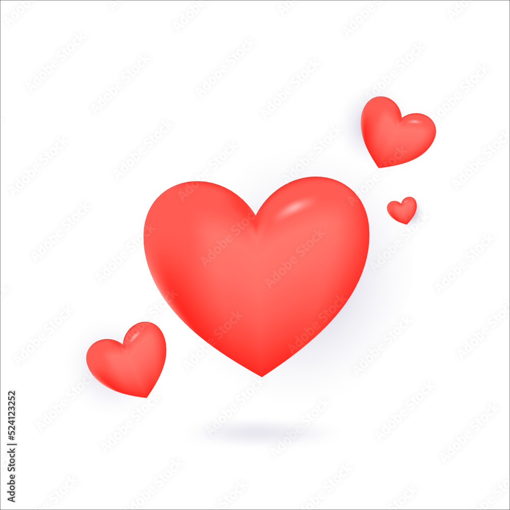 3D Heart icon vector 10 eps design. Like and Heart icon. Upvote likes button. Social nets red heart web buttons isolated on white background.