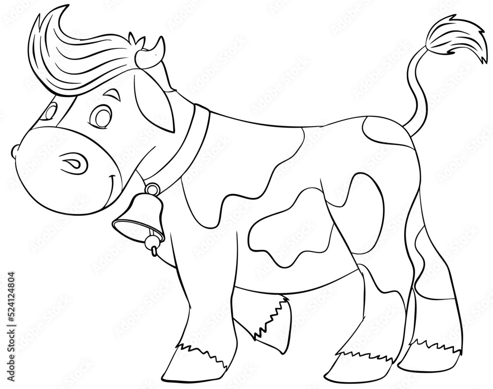 Obraz premium Cow. Element for coloring page. Cartoon style.