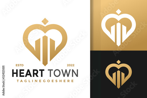 Heart Town Estate Logo Design, brand identity logos vector, modern logo, Logo Designs Vector Illustration Template