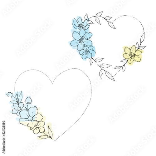 a set of sketches for a patriotic tattoo: flowers and hearts from the colors ...