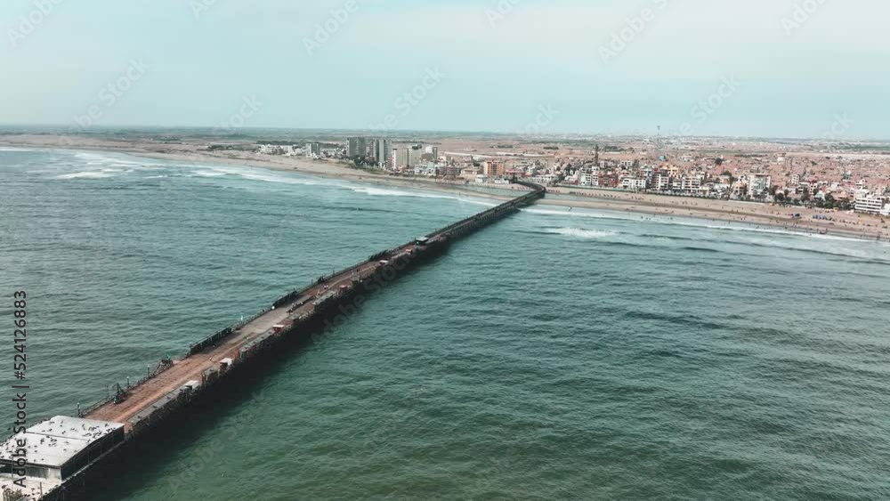 Aerial drone view move Pimentel at a sunny day in Chiclayo, Lambayeque, Peru. Aerial drone view move Pimentel at a sunny day in Chiclayo, Lambayeque, Peru.