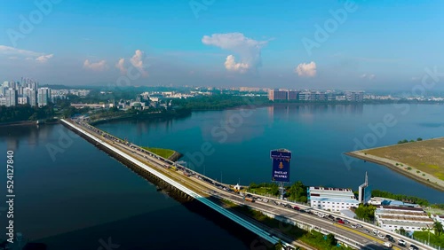 4K timelapse road condition of the link of Johor- Singapore causeway,its link the city of Johor Bahru in Malaysia across the strait of Johor to the town of Woodlands  photo
