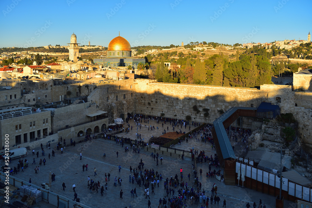 Fototapeta premium Holy Land of Israel. Jerusalem, Western Wall from birds-eye view.
