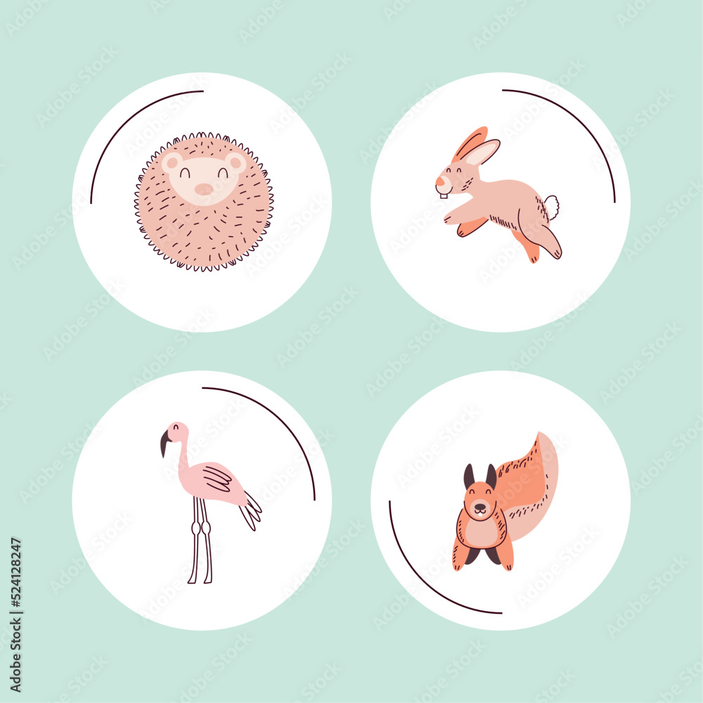 set of cute animals set of cute animals