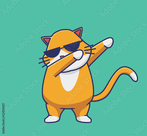 cute dubbing style cat. cartoon animal nature concept Isolated illustration. Flat Style suitable for Sticker Icon Design Premium Logo vector. Mascot Character