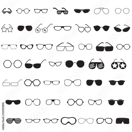 Various glasses for daily use, sun, party, famous. Glasses vectors.