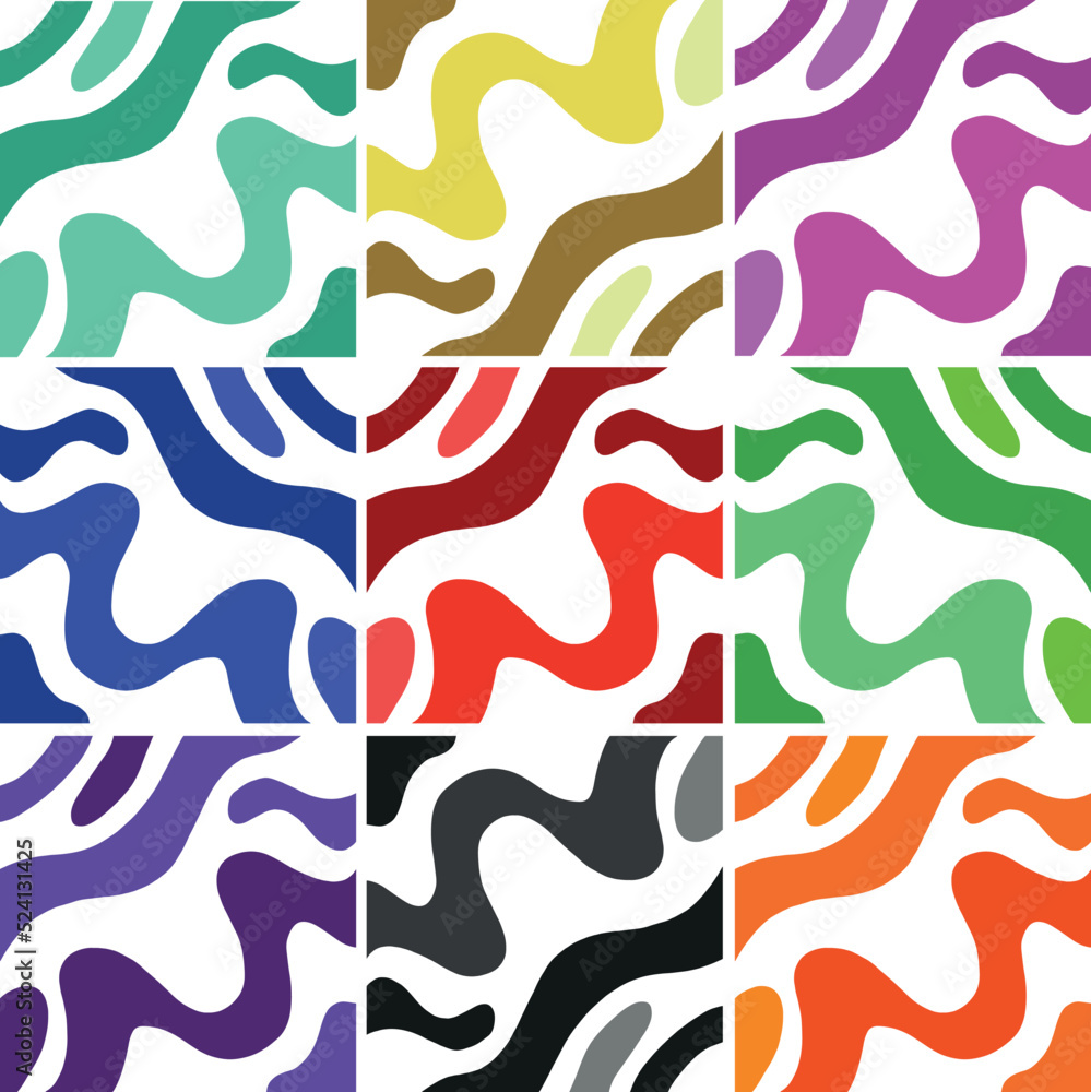 9 shape wave colors. Vector Illustrtion. File Eps 8