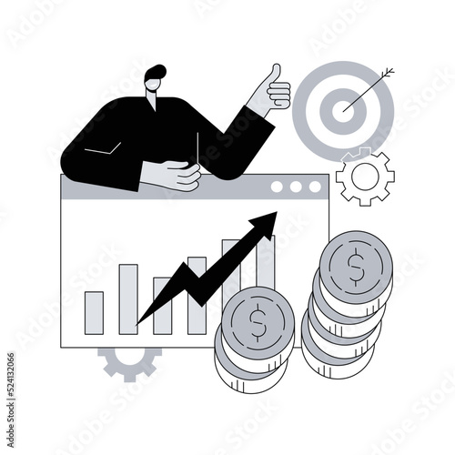 Cost per acquisition abstract concept vector illustration. CPA model, cost per conversion, online advertising pricing model, marketing metric measurement, online digital campaign abstract metaphor.