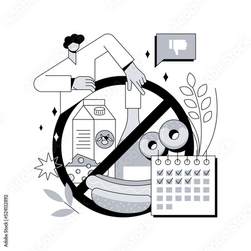 Whole30 diet abstract concept vector illustration. Eating reset, elimination diet, food cleanse, healthy lifestyle, fresh vegetable, bread and pasta, dietary dish, nutrition abstract metaphor.