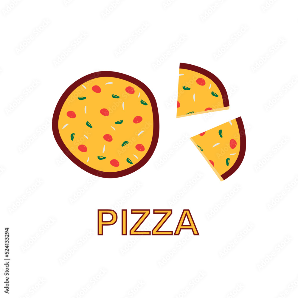 Pizza illustration. Vector Pizza for cafe, restaurant or food delivery service. Pizza logo template. Pizza illustration. Vector Pizza for cafe, restaurant or food delivery service. Pizza logo template.