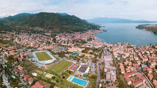 Italy, August 2022: panoramic view of Salò on Lake Garda in the province of Brescia, Lombardy