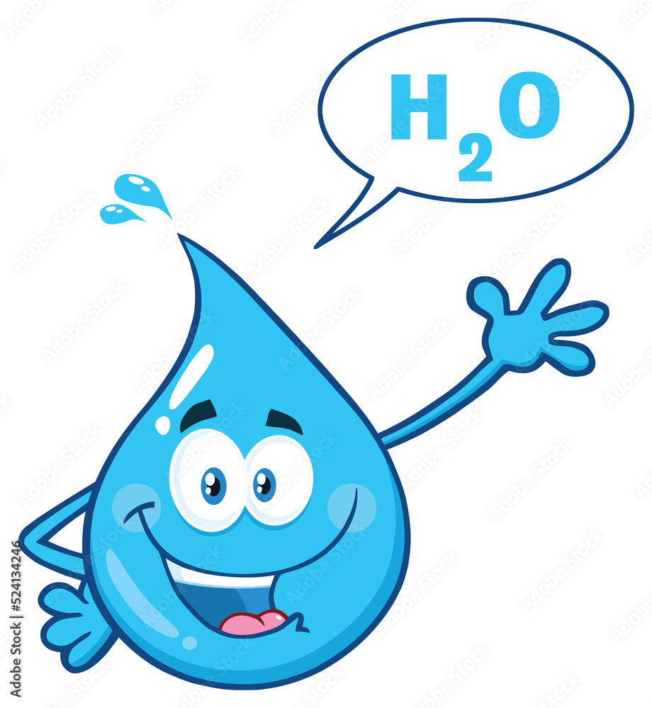 Blue Water Drop Cartoon Character Waving For Greeting. Hand Drawn Illustration Isolated On Transparent Background Blue Water Drop Cartoon Character Waving For Greeting. Hand Drawn Illustration Isolated On Transparent Background