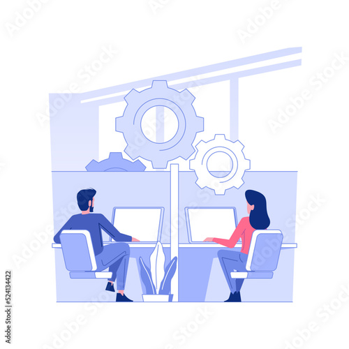 Cellular office isolated concept vector illustration. Group of multiethnic workers in the office, corporate business, office lifestyle, modern workplace for employee vector concept.