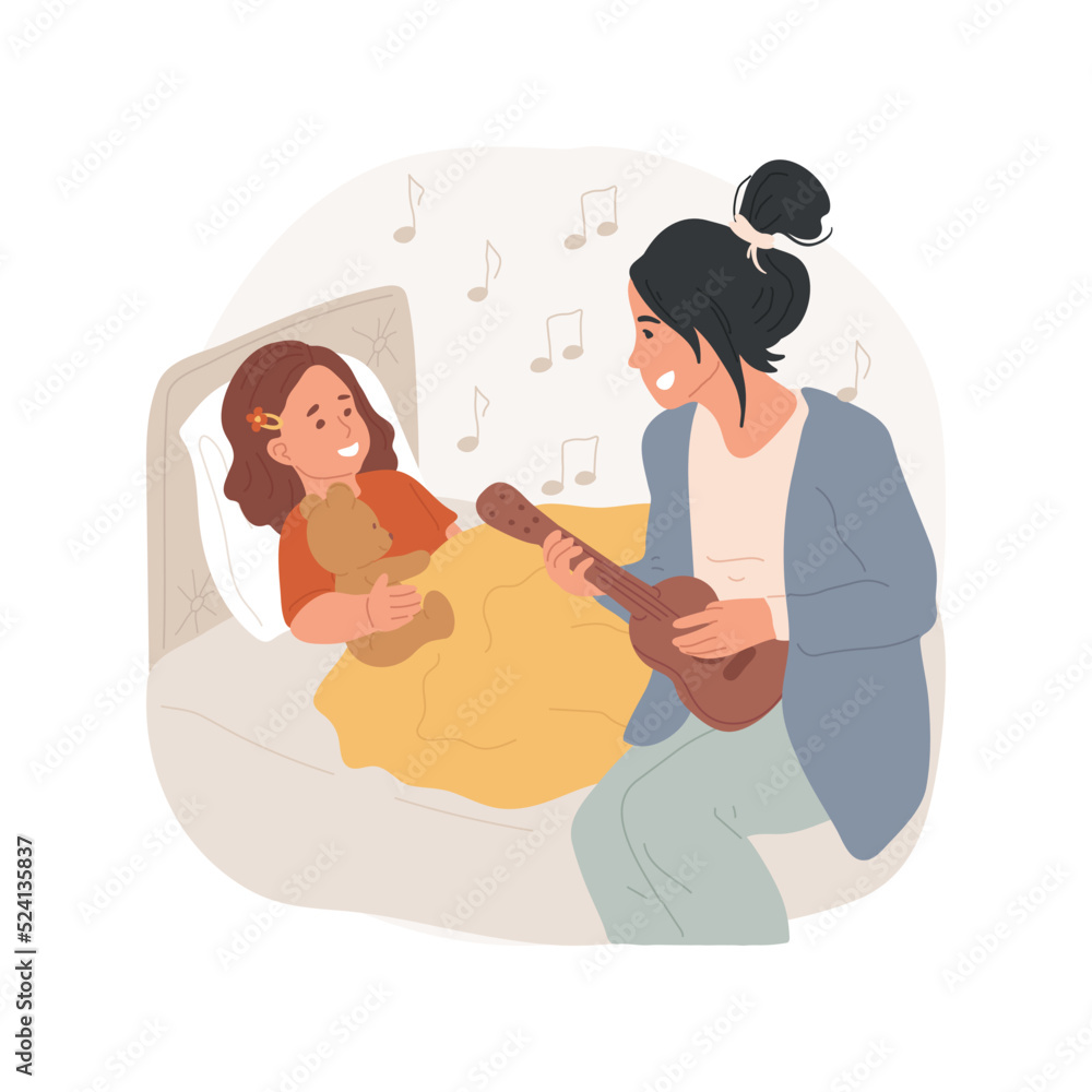 Sleeping regime isolated cartoon vector illustration. Caregiver put child to bed, sing lullaby, ensure sleeping regime, bedtime, in-home help with children, professional service vector cartoon.