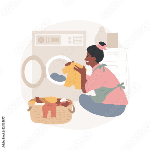 Doing laundry isolated cartoon vector illustration. Person doing childs laundry, washing baby clothes, help ironing, professional caregiver service, respite care, cleaning lady vector cartoon.