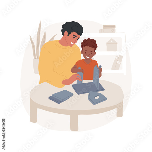 Making a birdhouse isolated cartoon vector illustration. Kids crafts, learn making birdhouse, preschool daycare center, creative construction and building, kindergarten activity vector cartoon.