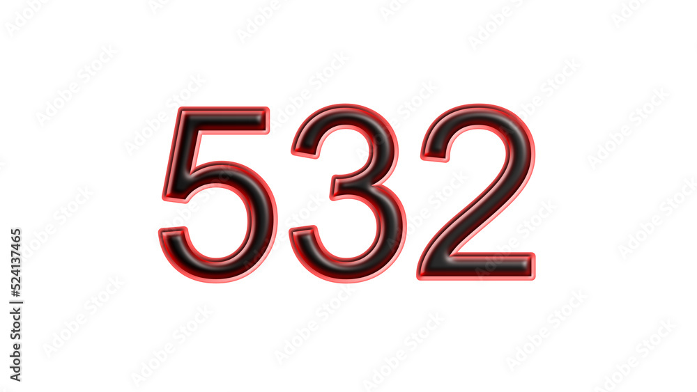 red 532 number 3d effect white background red 532 number 3d effect white background