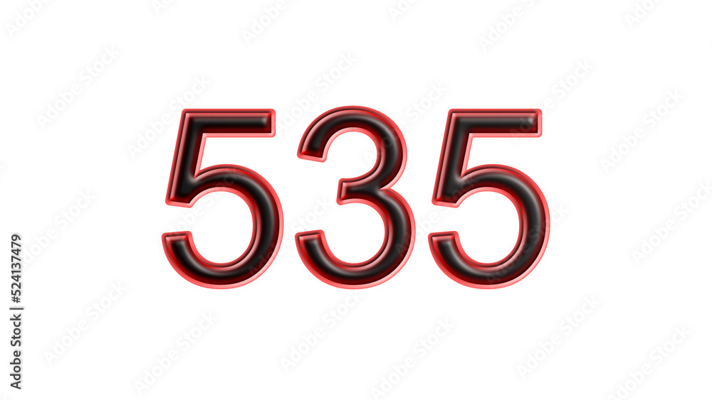 red 535 number 3d effect white background red 535 number 3d effect white background