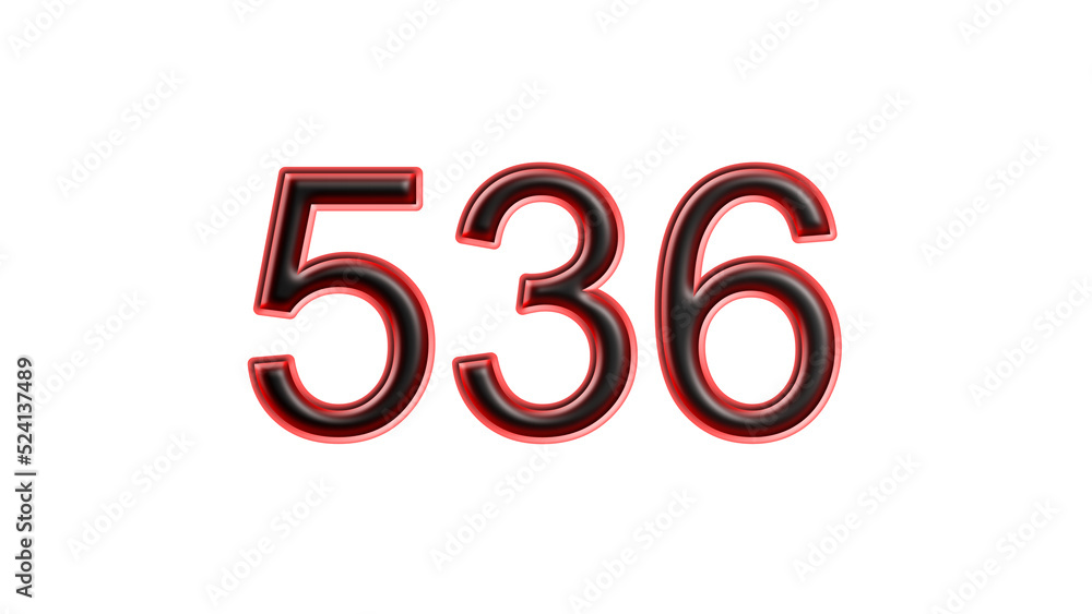 red 536 number 3d effect white background red 536 number 3d effect white background