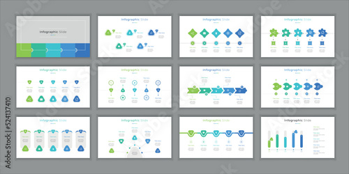 Infographic Presentation Template for Business in Multiple Color Design Slides