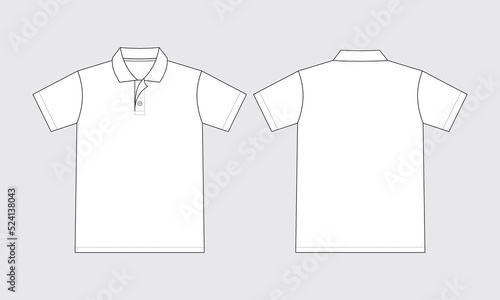 Blank polo shirt mockup front and back view technical fashion illustration vector template