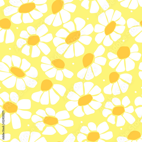 Seamless pattern with daisies. Summer abstract floral print. Vector graphics.