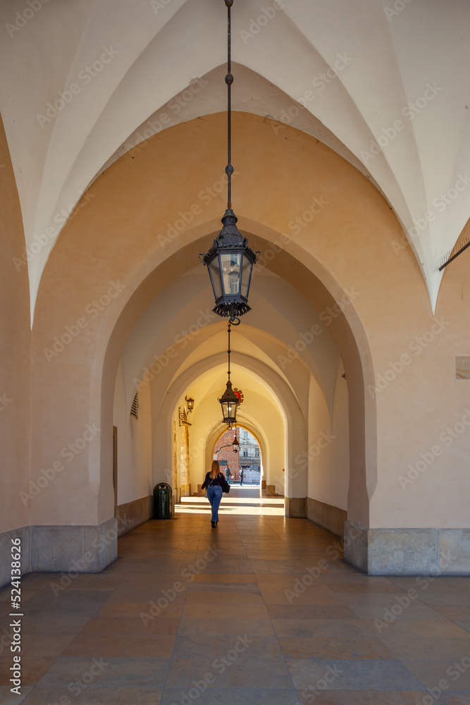 Fototapeta premium The picture shows the entrance to the courtyard of an ancient castle called Wawel in Krakow, Poland