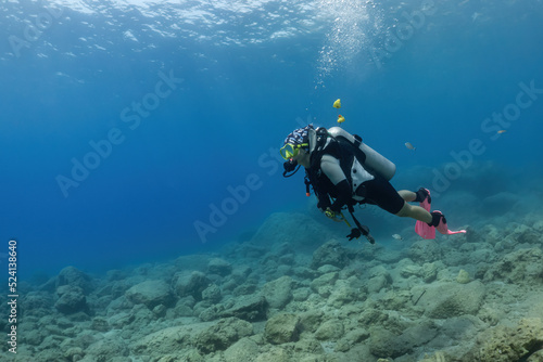 scuba diver girl in the sea