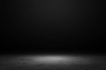 Product showcase with spotlight. Black studio room background. Use as montage for product display