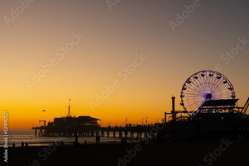 Sunset in Santa Monica Pier, Los Angeles